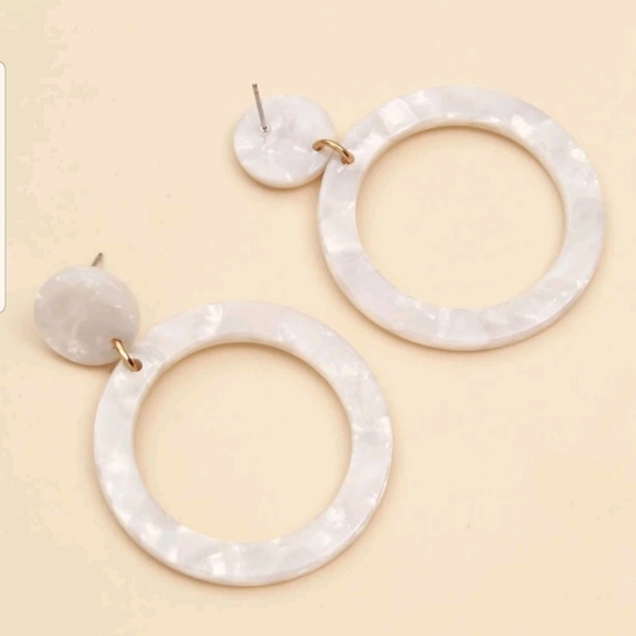 Marble Hoop Drop Earrings - Picture 8 of 8